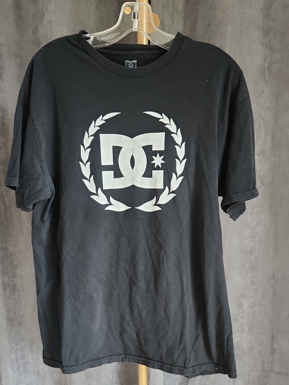 DC Black Short-Sleeve Logo Tee with White Crest